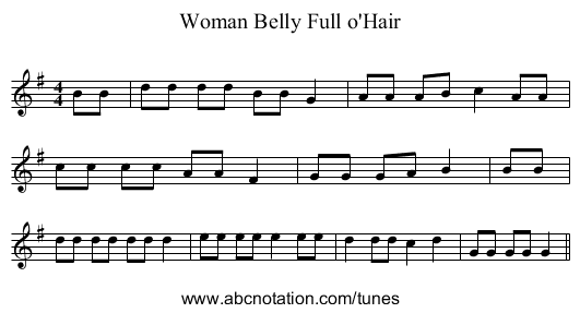 Woman Belly Full o'Hair - staff notation