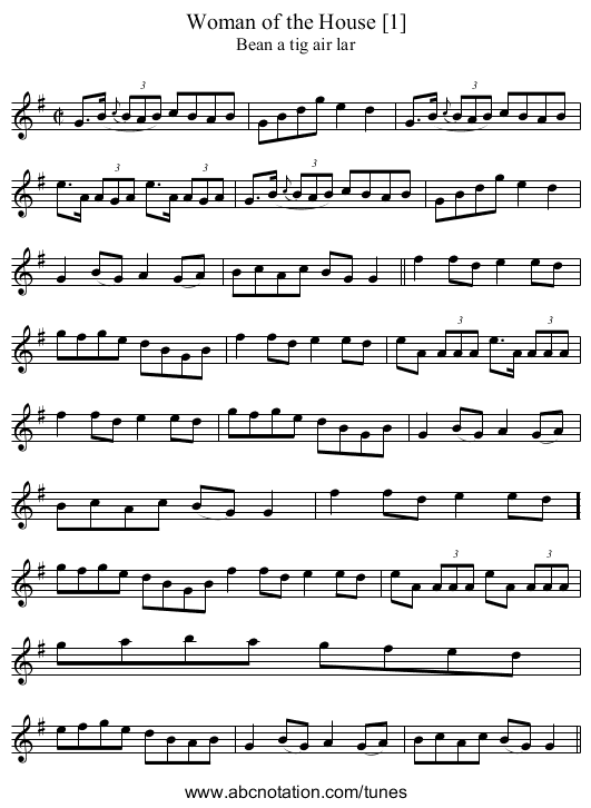 Woman of the House [1] - staff notation