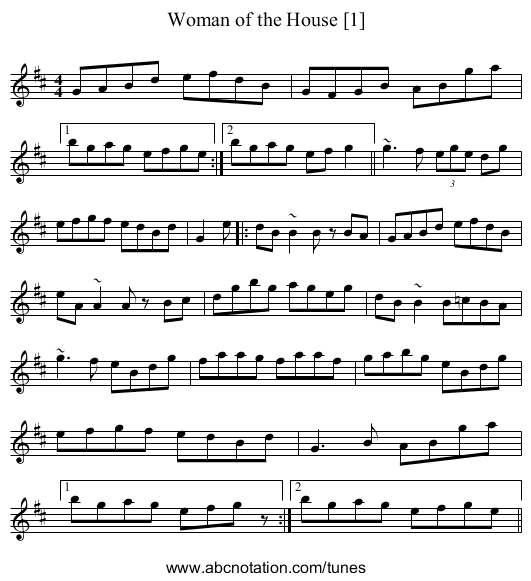 Woman of the House [1] - staff notation