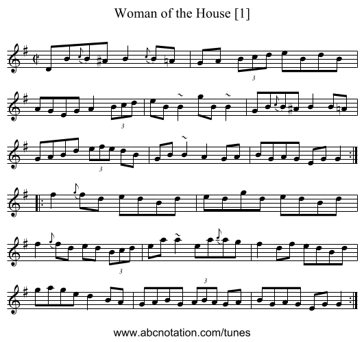 Woman of the House [1] - staff notation