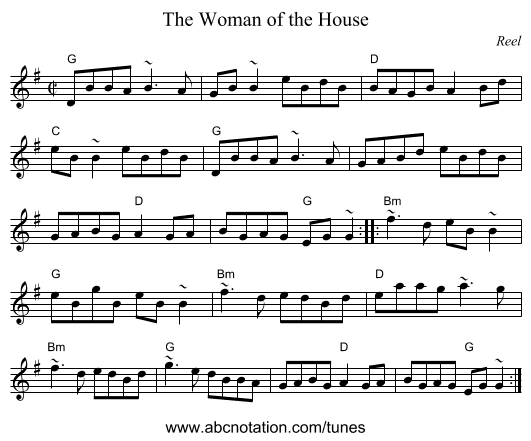 Woman of the House, The - staff notation