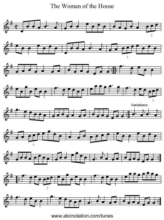 Woman of the House, The - staff notation