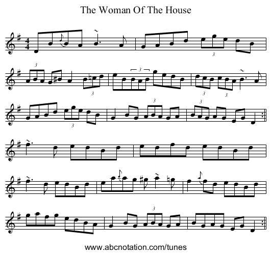 Woman Of The House, The - staff notation