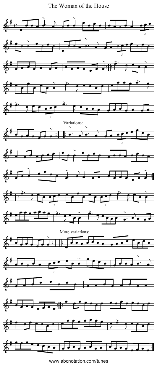 Woman of the House, The - staff notation