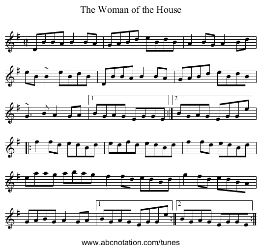 Woman of the House, The - staff notation