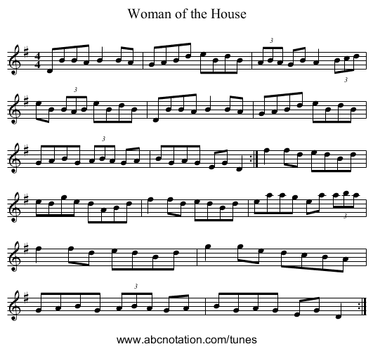 Woman of the House - staff notation