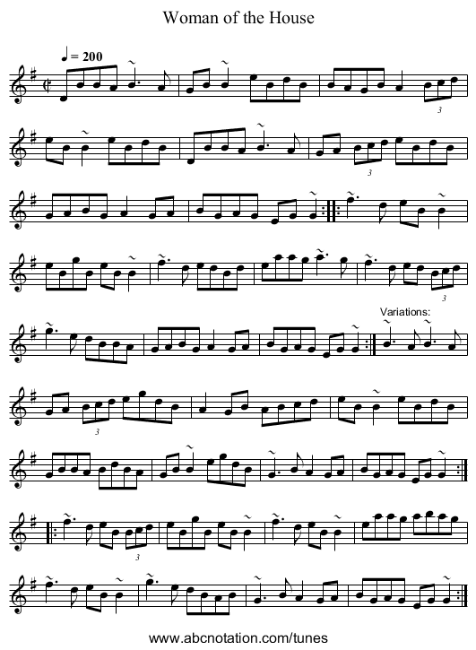 Woman of the House - staff notation