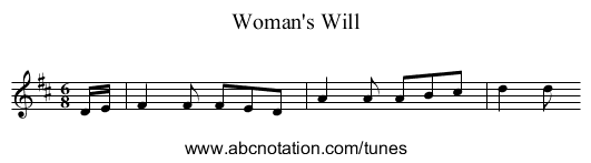 Woman's Will - staff notation