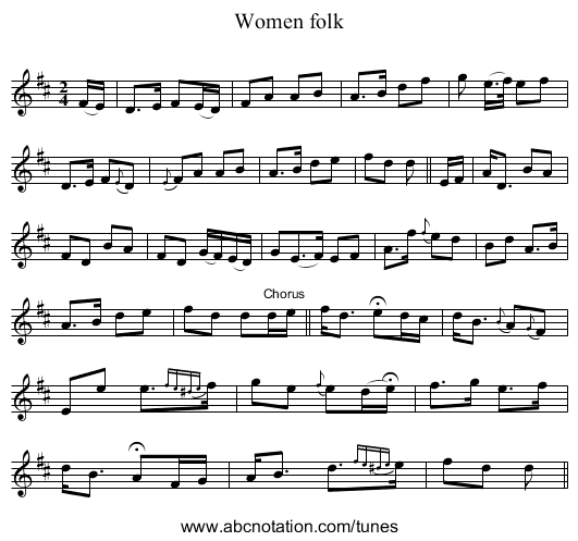 Women folk - staff notation