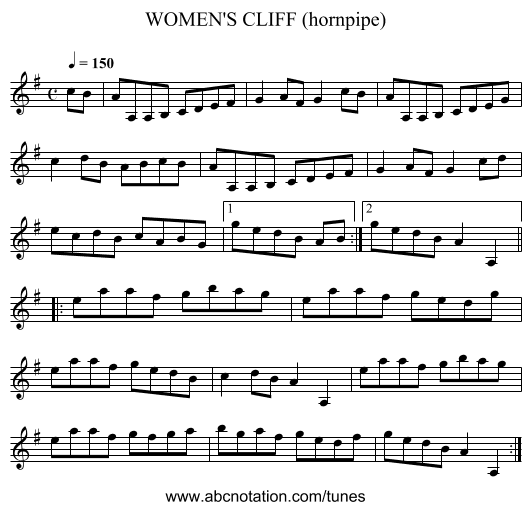 WOMEN'S CLIFF (hornpipe) - staff notation