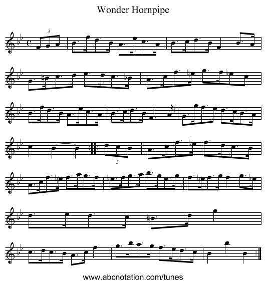 Wonder Hornpipe - staff notation