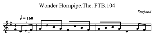 Wonder Hornpipe,The. FTB.104 - staff notation