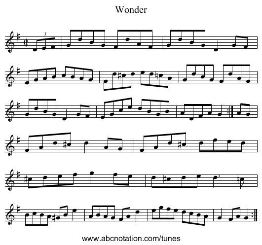 Wonder - staff notation
