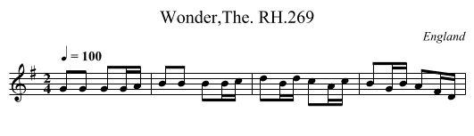 Wonder,The. RH.269 - staff notation