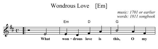 Wondrous Love    [Em] - staff notation