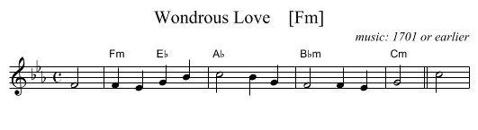 Wondrous Love    [Fm] - staff notation