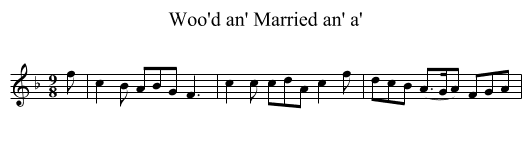 Woo'd an' Married an' a' - staff notation