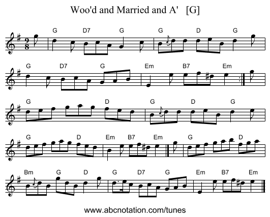 Woo'd and Married and A'   [G] - staff notation