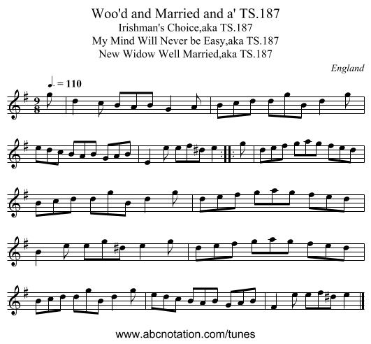 Woo'd and Married and a' TS.187 - staff notation
