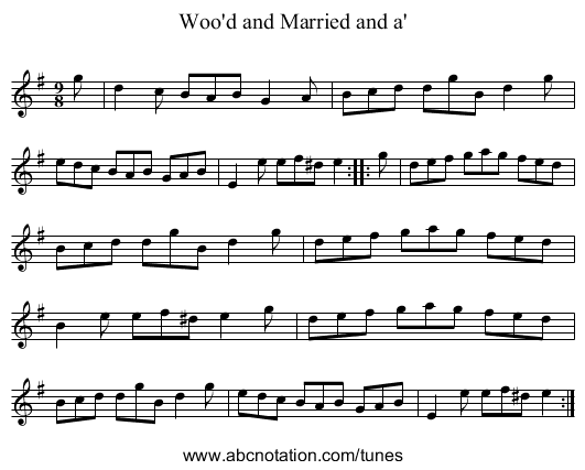 Woo'd and Married and a' - staff notation