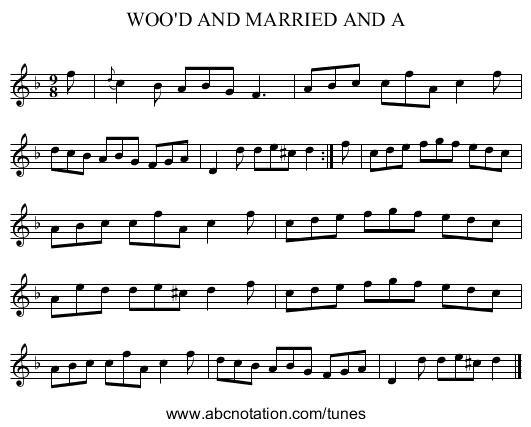 WOO'D AND MARRIED AND A - staff notation