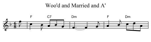 Woo'd and Married and A' - staff notation