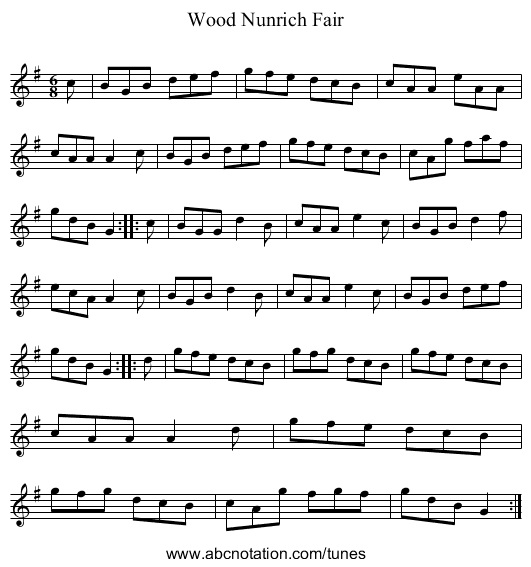 Wood Nunrich Fair - staff notation