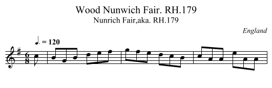 Wood Nunwich Fair. RH.179 - staff notation