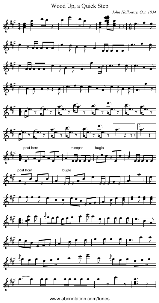 Wood Up, a Quick Step - staff notation