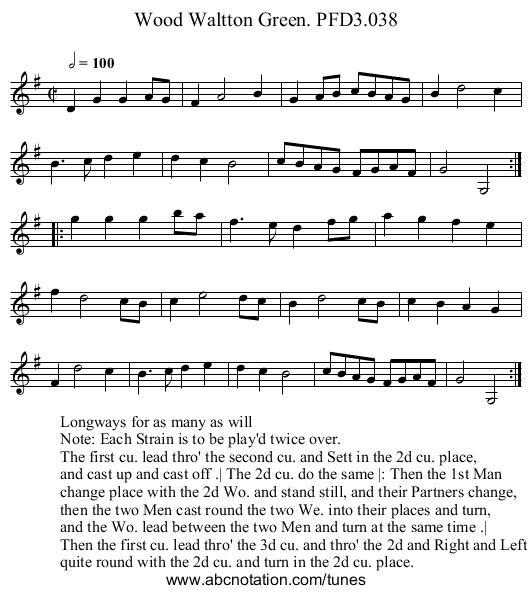 Wood Waltton Green. PFD3.038 - staff notation
