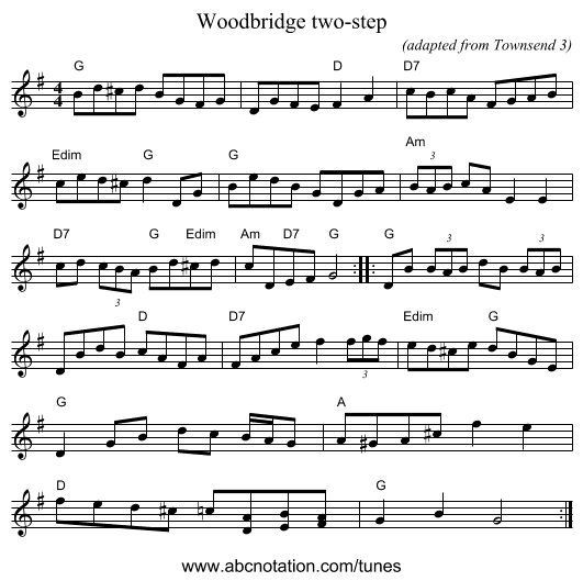 Woodbridge two-step - staff notation