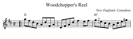Woodchopper's Reel - staff notation