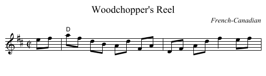 Woodchopper's Reel - staff notation