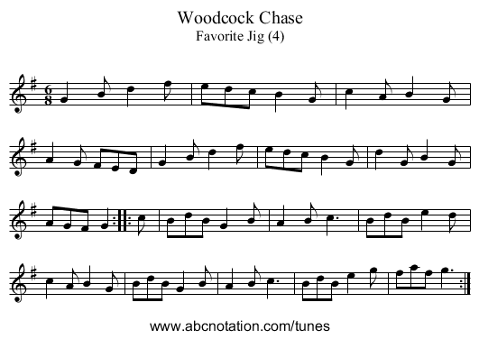 Woodcock Chase - staff notation