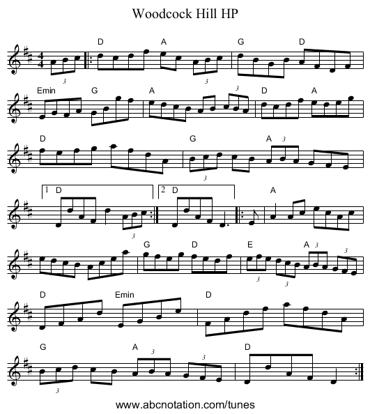Woodcock Hill HP - staff notation