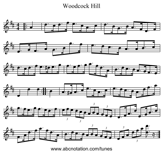 Woodcock Hill - staff notation
