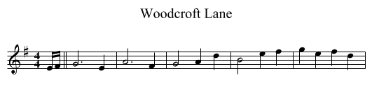 Woodcroft Lane - staff notation