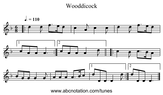 Wooddicock - staff notation