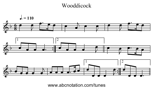 Wooddicock - staff notation