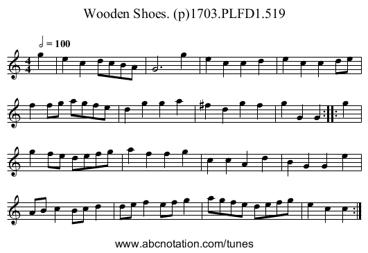 Wooden Shoes. (p)1703.PLFD1.519 - staff notation