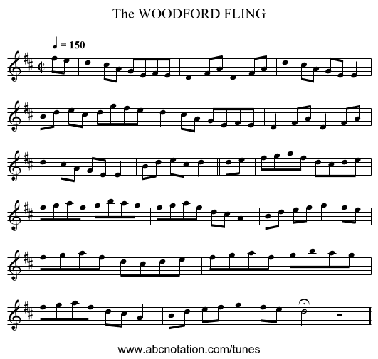 WOODFORD FLING, The - staff notation
