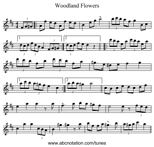 Woodland Flowers - staff notation