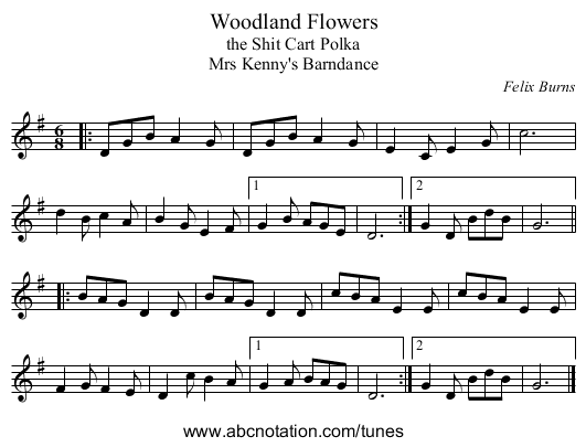 Woodland Flowers - staff notation
