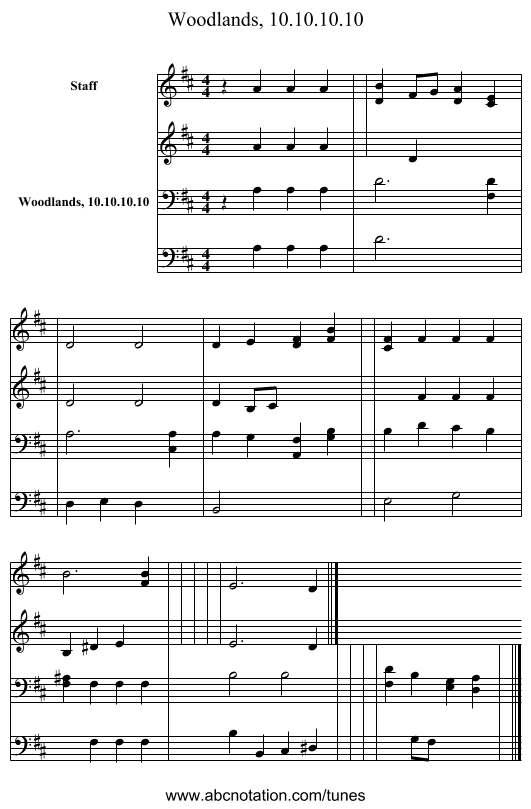 Woodlands, 10.10.10.10 - staff notation