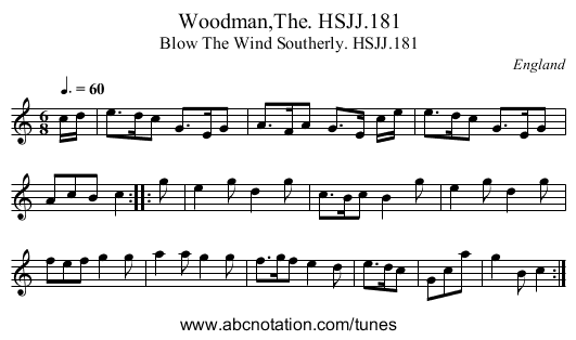Woodman,The. HSJJ.181 - staff notation