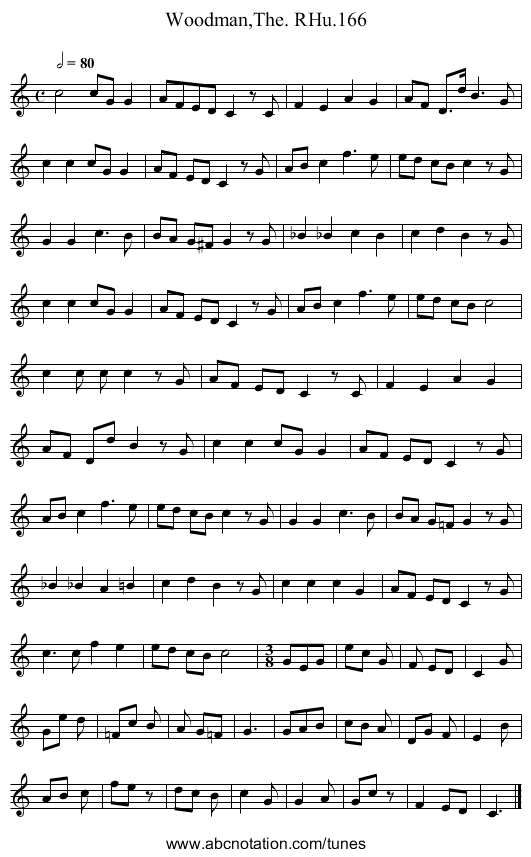 Woodman,The. RHu.166 - staff notation