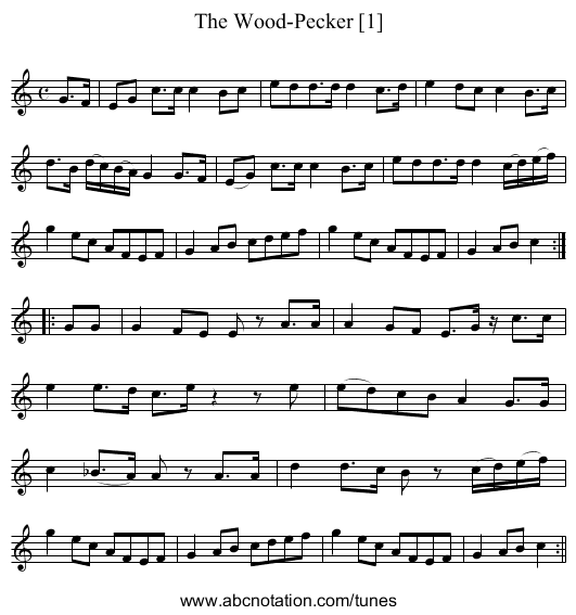 Wood-Pecker [1], The - staff notation