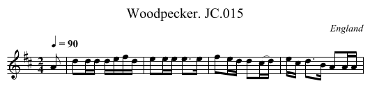 Woodpecker. JC.015 - staff notation