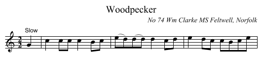 Woodpecker - staff notation