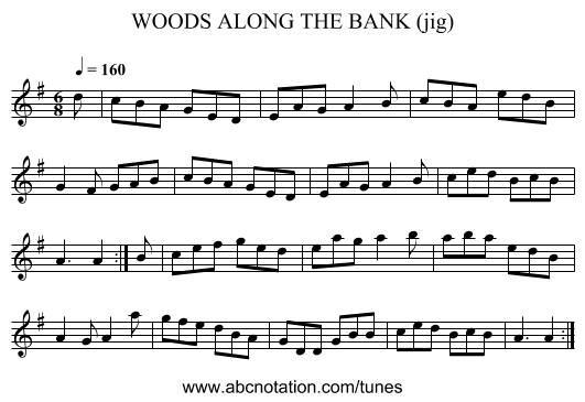 WOODS ALONG THE BANK (jig) - staff notation